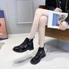 Fashion Black Short Shoes for Women Female Ankle Boots Lace-up with Laces Leather Round Toe Footwear Booties Comfortable and Elegant Y2k