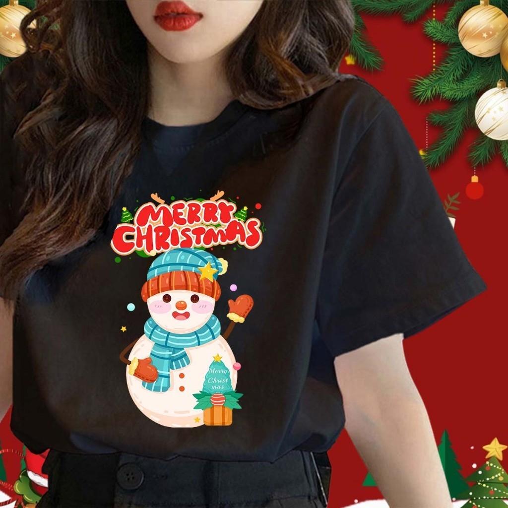 COD Christmas pattern women's T-shirt Baju Cuti Krismas Lelaki men's plus size T-shirt short sleeved casual top T-shirt