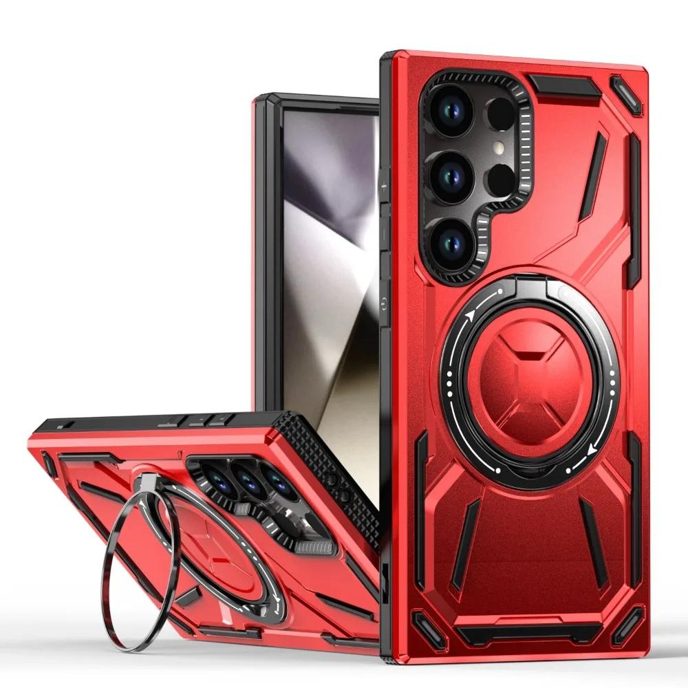Heavy Duty Magnetic Charging Case For Samsung Galaxy S26 S25 S24 S23 S22 FE Ultra Plus Ring Bracket Raised Camera Bezel Cover