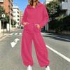 Unisex Lockere Passform Reißverschluss Hoodie mit und Weiter Bein Jogginghose 2-teiliges Trainingsanzug Set Farbe Sportbekleidung