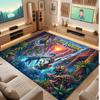 Dinosaur Theme Soft Crystal Velvet Rug Custom Name & Text Print Non Slip Floor Rug for Bedroom Living Room
