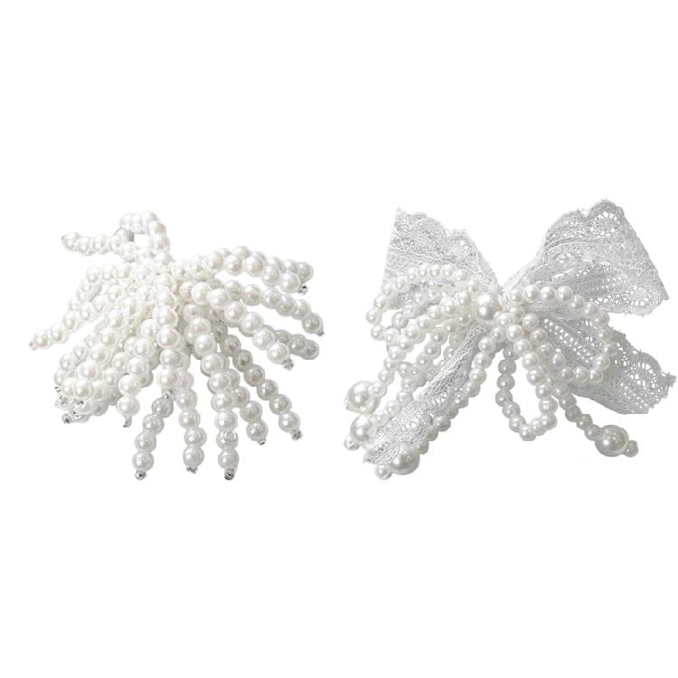 2Pcs Pearls Embellished Shoe Buckles Clips Easy Installation Footwear Decorations Accessories For Women Sneakers Sandals