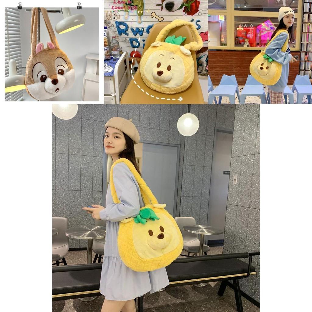Pineapple Pup And Strawberry Bear Plush Cartoon Shoulder Bag Large Capacity Tote For Everyday Use