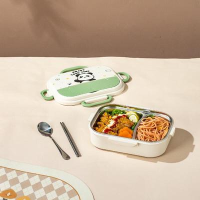 Söt Randig Panda Rostfritt Stål Delad Matlåda