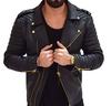 New autumn and winter men's route thickened lapel European and American double zipper motorcycle leather jacket jacket