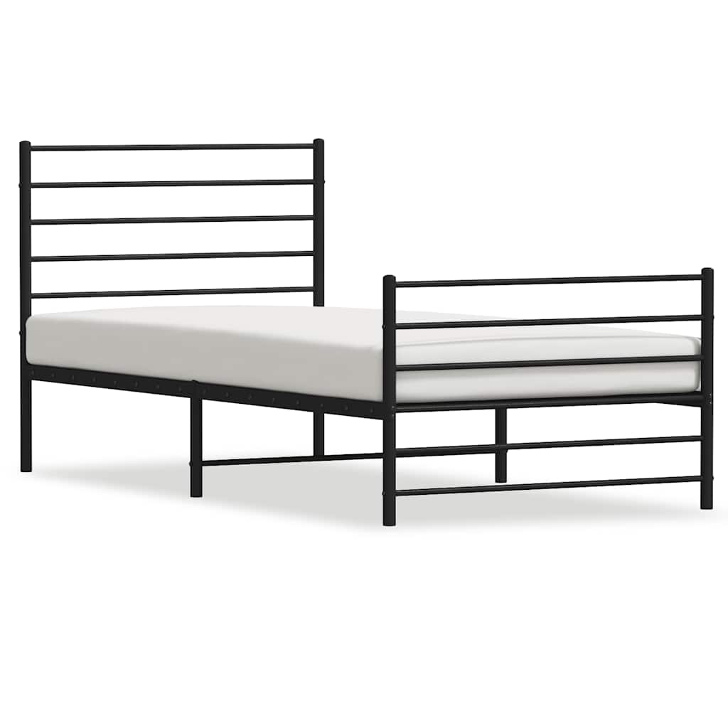 Vidaxl Struttura Letto in Metallo con Testiera e Pediera, Nera, 100X190Cm