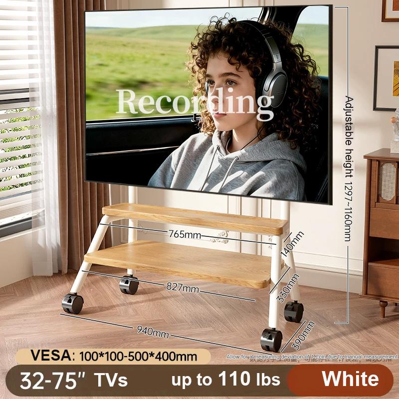 New Mobile TV Stand for Most 32-75 Inches TVs Portable Floor TV Stand with Locking Wheels ocking Wheels up to 110 Lbs