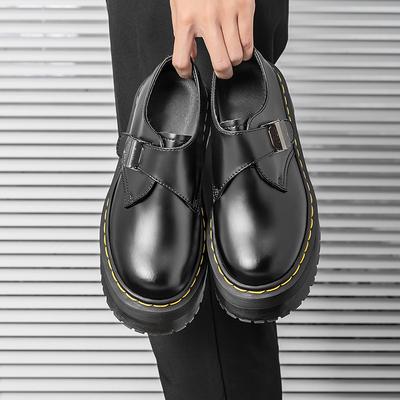Chaussures Martin plateforme pour femmes boucle style britannique petites chaussures en cuir nouvelle tête ronde noire chaussures d'intérieur rehaussantes