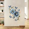 Blue Flower Butterfly Wall Sticker for Home Decor, Self-Adhesive Removable Decal for Living Room Bedroom Entrance
