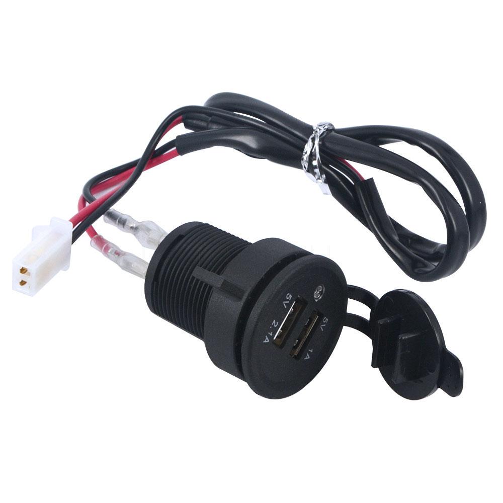 Auto Motocicleta 5V/3.1A 2 luz LED de zócalo doble USB Cargador Cable Voltímetro con Auto Motocicleta 5V/3.1A 2 luz LED de zócalo doble USB Cargador Cable Voltímetro con