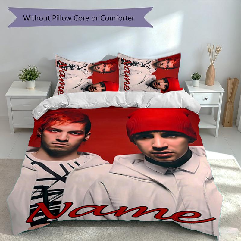 3pcs Custom Name twenty one pilots Bedding Set,Includes 1 Duvet Cover and 2 Pillowcases,All-season Bedroom Decor