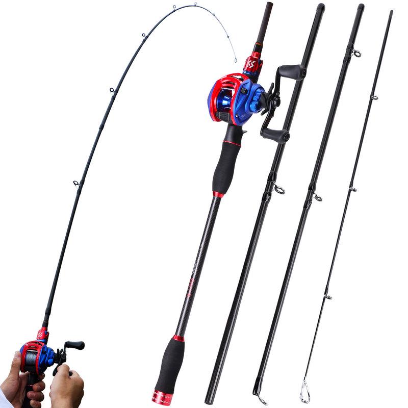 Casting Fishing Rod and Reel Combos 2.1M  Rod with 13+1BB Reel Outdoor Sports Travel Fishing Set