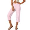 Pantaloni Corti da Donna a Righe Verticali Vita Alta Gamba Larga con Chiusura a Bottone e Tasche Laterali per l'Uso Quotidiano