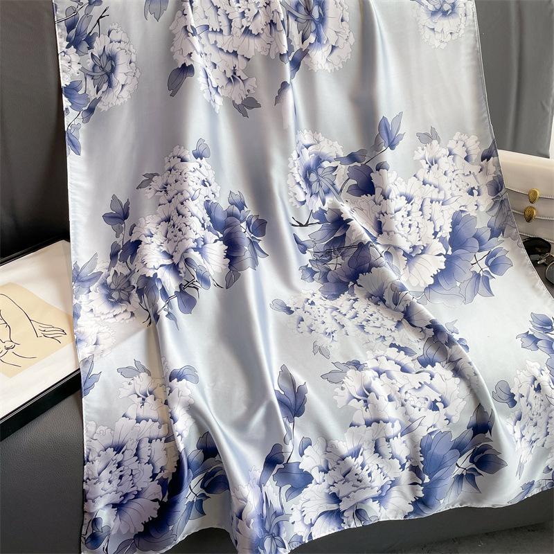 Hot-selling Rich Flower Shawl Large Size Premium Printing Silk Scarf Imitation Silk Scarf New Long Scarf Beautiful Brocade
