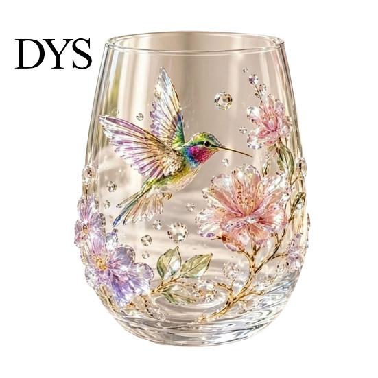 Luxuriöses Dekorative Glas 3D Tier Stielloses Weinglas, Meeresinspirierte Details Elegantes Klares Haus Getränkeglas, Langlebig für Küche Und Strand Getränke