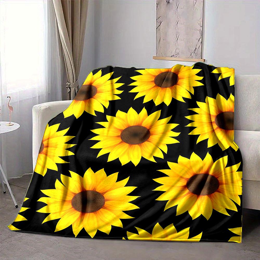 1pc Sunflower Pattern Blanket Warm, Cozy, And Soft, Suitable for Sofas, Beds, Cars, And Office Use.Perfect for Camping And Travel, Making It a Great G
