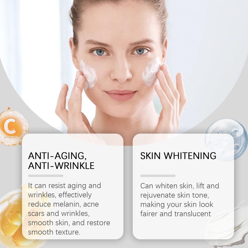 Vitamin C Aufhellende Walnuss Gesichtscreme, Anti-Aging Feuchtigkeitspflege für dunkle Flecken & Falten, Glättende Samttextur Universell