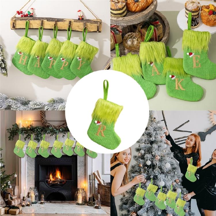 Stylish Embroidered Alphabets Christmas Stocking Knitted Festival Sock for Children Multicolors Holiday Stockings