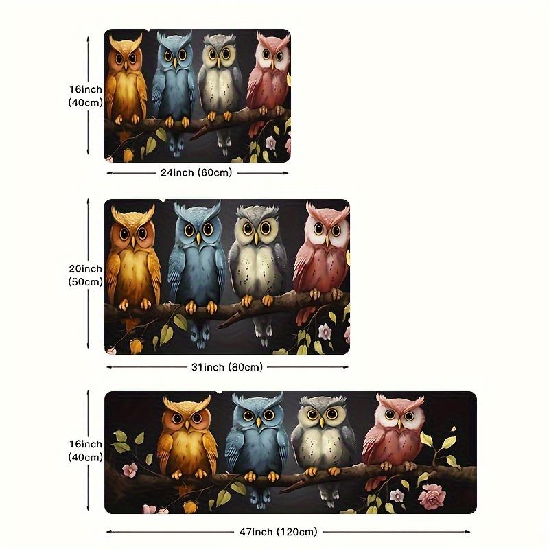 1Pcs Anti Fatigue Kitchen Rugs,  Cute Owls On The TreeWaterproof Non-Slip Thick Cushioned Kitchen Mat Heavy Duty Comfort Standing Mat for Kitchen