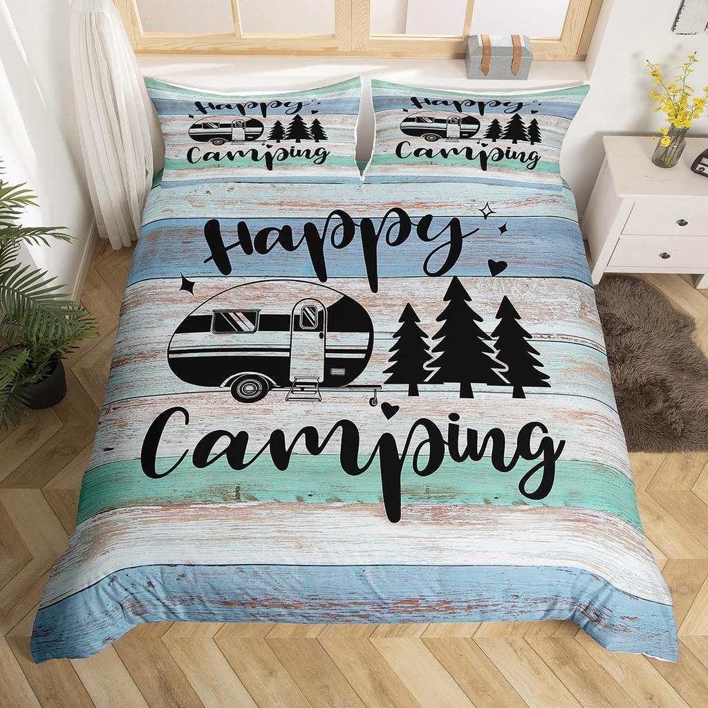 Camping Themed Motorhome Cartoon 3D Print Bedding Set Cozy Duvet Cover King Queen Twin Single Size Birthday Gift Bedroom Decor