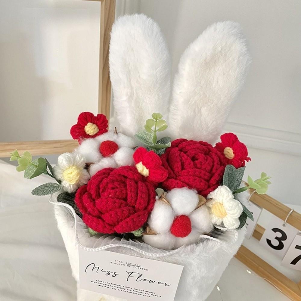 Rabbit Ears Crochet Flower Bouquet Handmade Flower Bouquet Artificial Flowers for Mother's Day