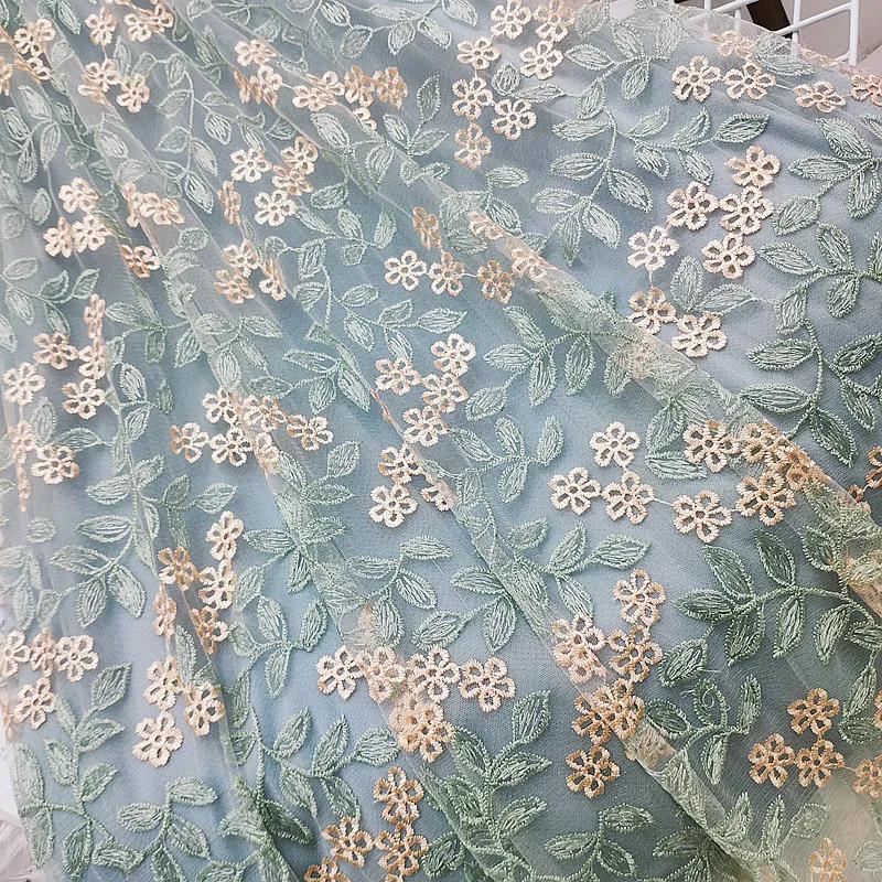 WTEMPO Women Embroidery Four Seasons Lace Patchwork A-line Tulle Skirts Elastic High Waist Loose Solid Color Casual Long Pleated Skirts