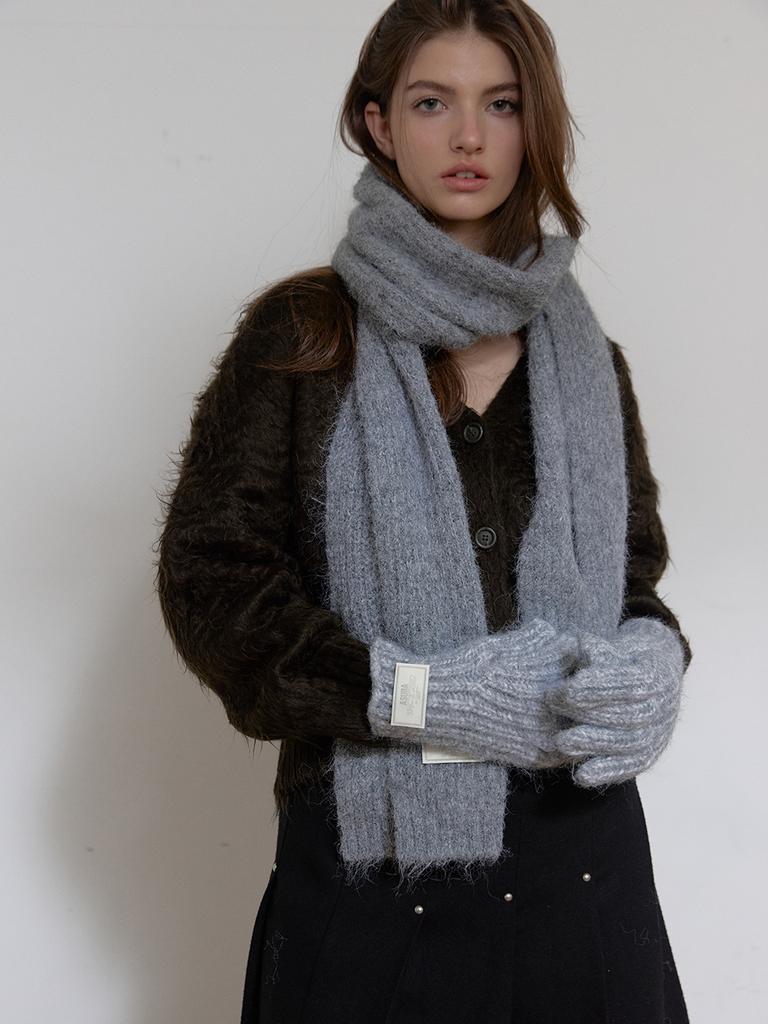 Asula Wool Knit Muffler (Grey)