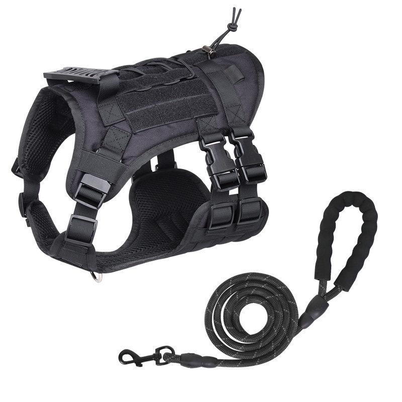 

Adjustable Reflective Shock-Absorbing Tactical Dog Harness and Leash for Medium to Large Breeds like Golden Retrievers and Labradors L (for 30-45kg dogs)