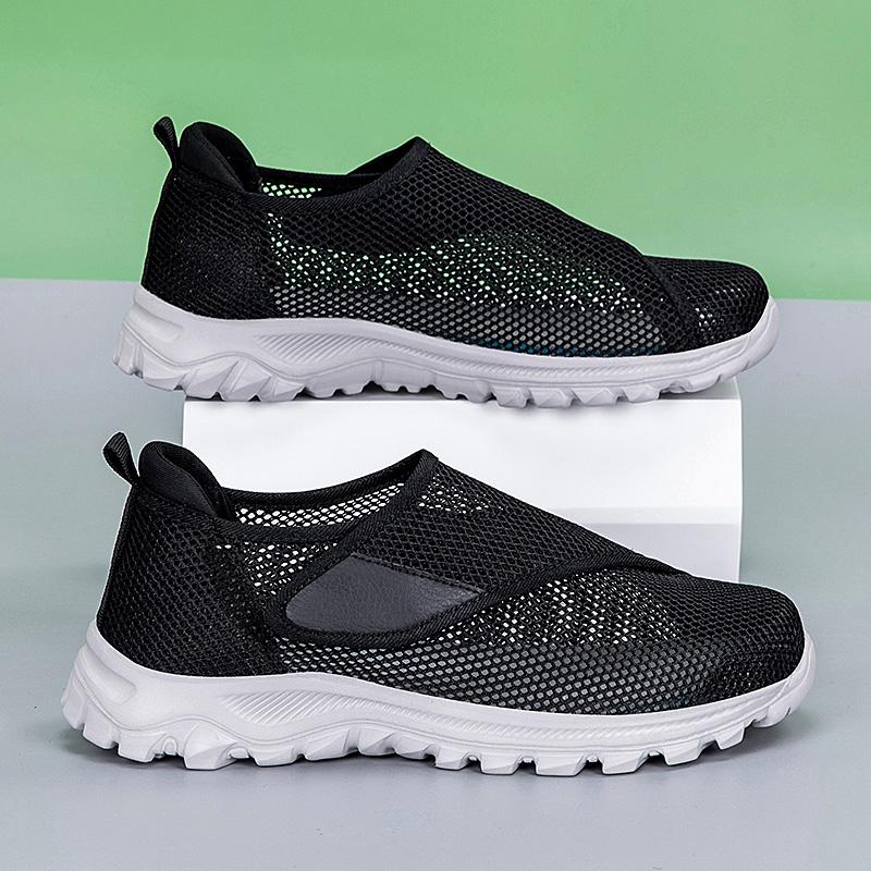 MCTIN Мужская повседневная обувь Дышащие кроссовки с липучкой для ходьбы Нескользящие балетки Легкая спортивная обувь Лоферы для вождения 38 чёрный
