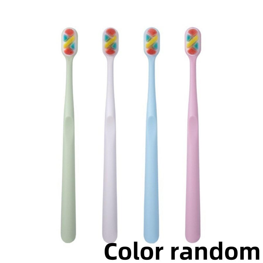 Four-color adult toothbrush, individually packaged, soft and dense bristles to reduce gums