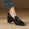 Fashion 2025 Women Pumps High Heels Classic Shoes Genuine Leather Round Toe Slip On Loafers Woman Leather Shoes Work Pleated Daily Shoes