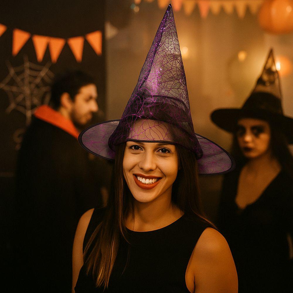 Breathable Halloween Witch Hat Sequin Halloween Headwear Funny Spider Witch Hat  Unisex Accessories