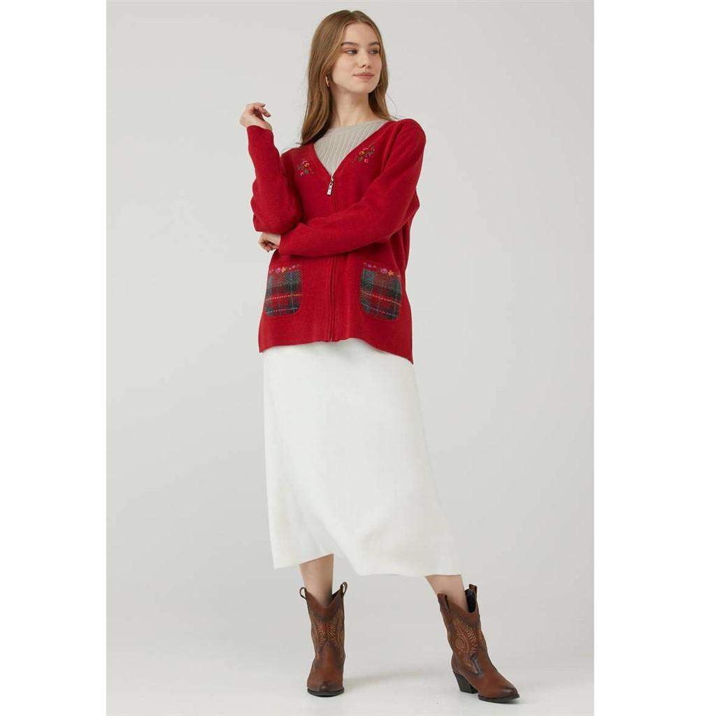 

Sementa Embroidered Pocket Zippered Women s Knitwear Jacket M чёрный