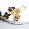 Beautiful Plush Bobble Keychains Cartoon Bear Fashionable Gold Color Ornament Present for Friends Party Favors