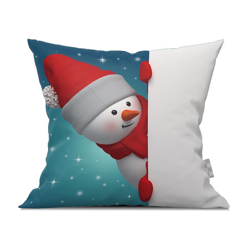 Cute Cartoon Snowman Santa Claus Printed Pattern Cushion Cover for Home Living Room Sofa Bedroom Decoration Pillowcase