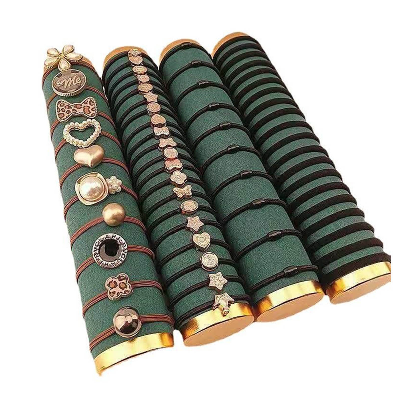 

60 шт. Резинки для волос Эластичные Шерстяные Геометрические фигуры Банты Узор Сердечки Любви Веревка для волос для Вечеринки Офиса Школы