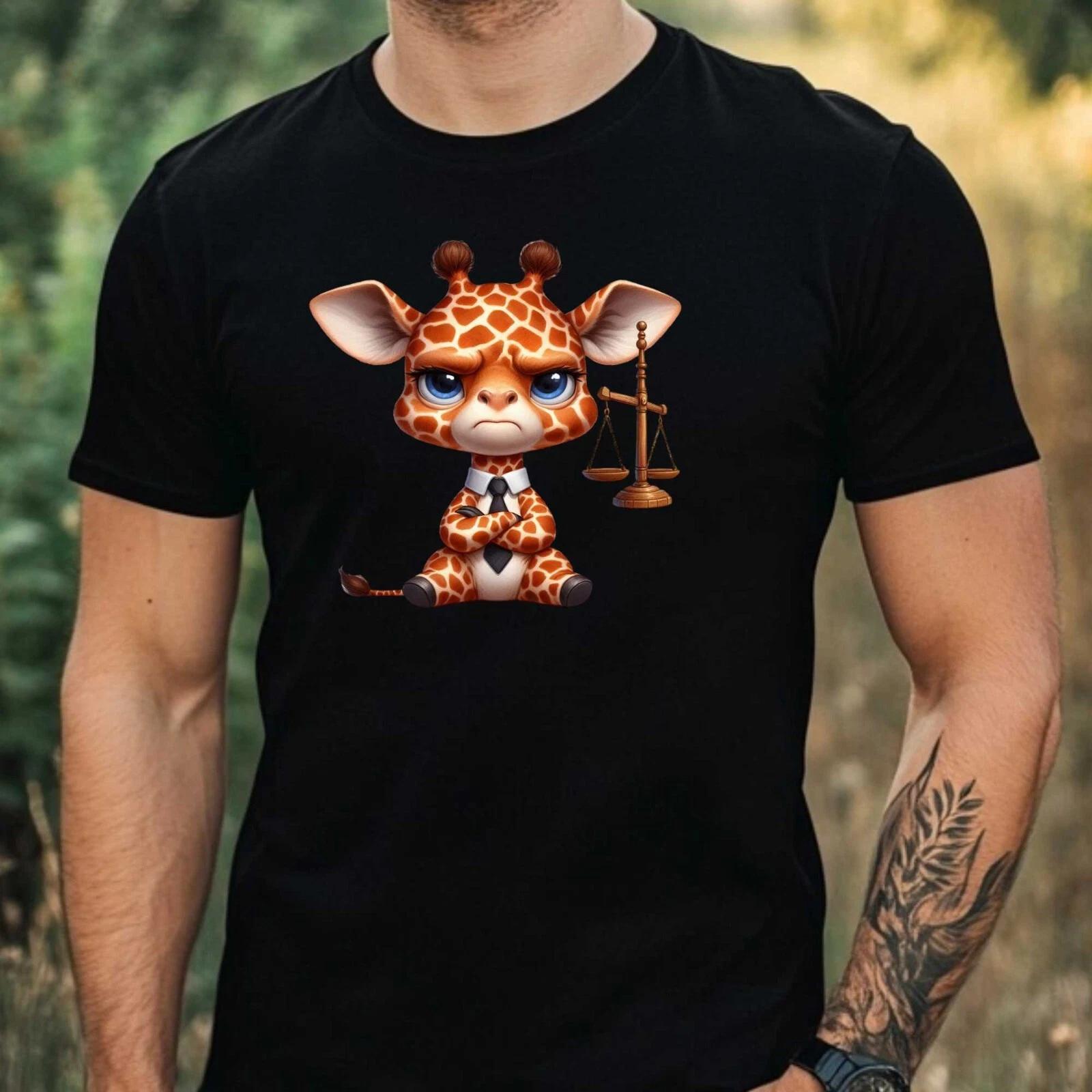 T-Shirt Herren Lustige Mürrische Giraffe Motiv Baumwolle Größe XS bis 5XL XXXL