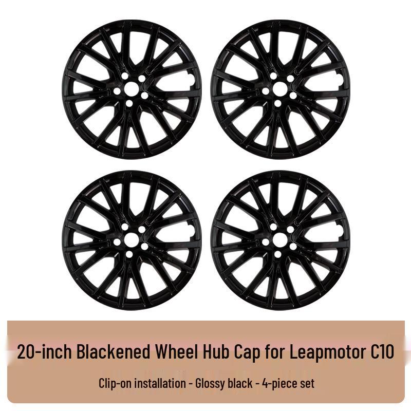 21-Inch Black Wheel Hub Protective Covers for Leapmotor C16/10 - Set of 26