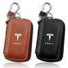 1Pcs Leather Car Emblem Key Case Keychain Zipper Key Case Bag For Tesla Model S Model X Model Y Model 3 Roadster SpaceX Accessory