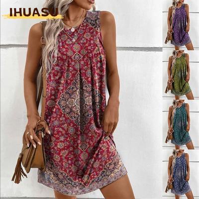 Abiti Casual Senza Maniche Girocollo Moda Estate Primavera