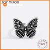 925 Sterling Silver New Simple Design Vintage Butterfly Rings Retro Distressed Opening Handmade Ring Fashion Fine Jewelry