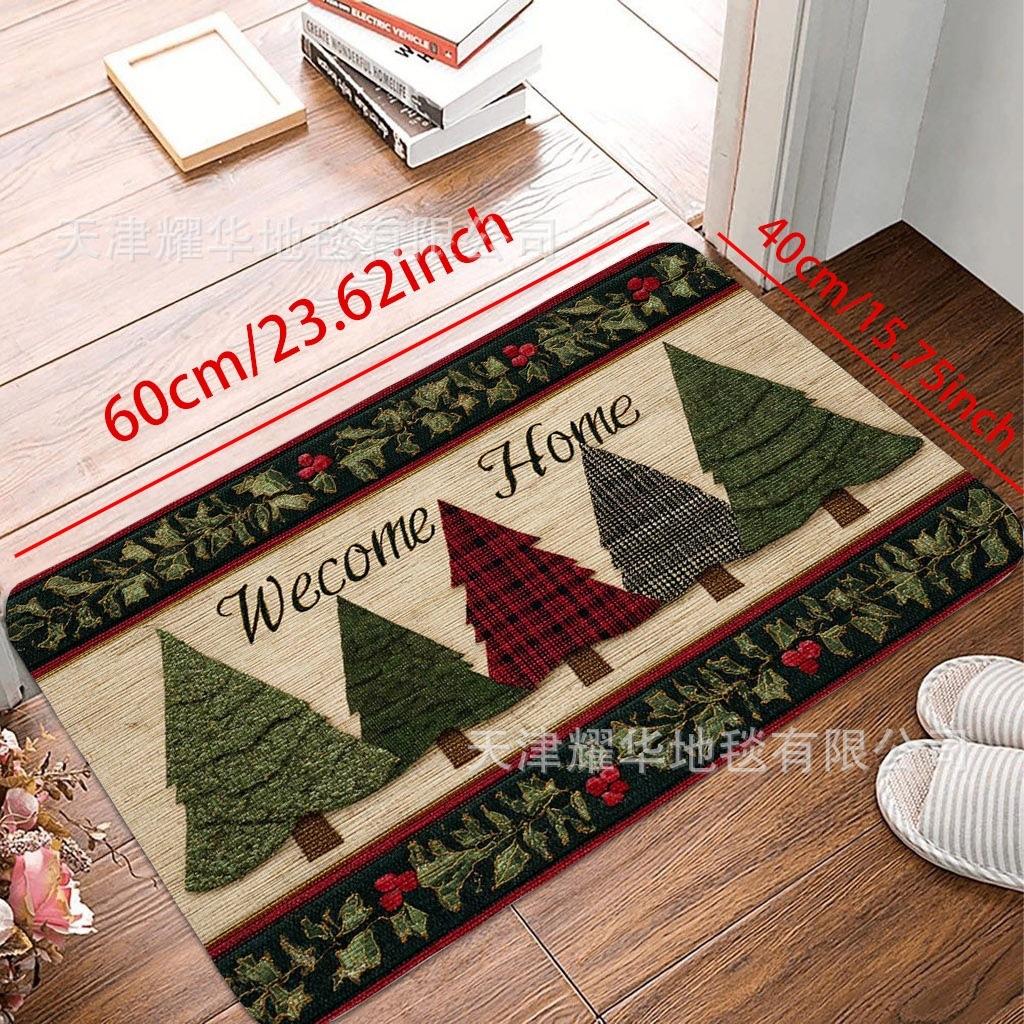 Christmas Crystal Velvet Floor Mat Xmas Holiday Decoration new year 2026 Santa Claus Carpet bathroom kitchen Absorbent Foot Mat