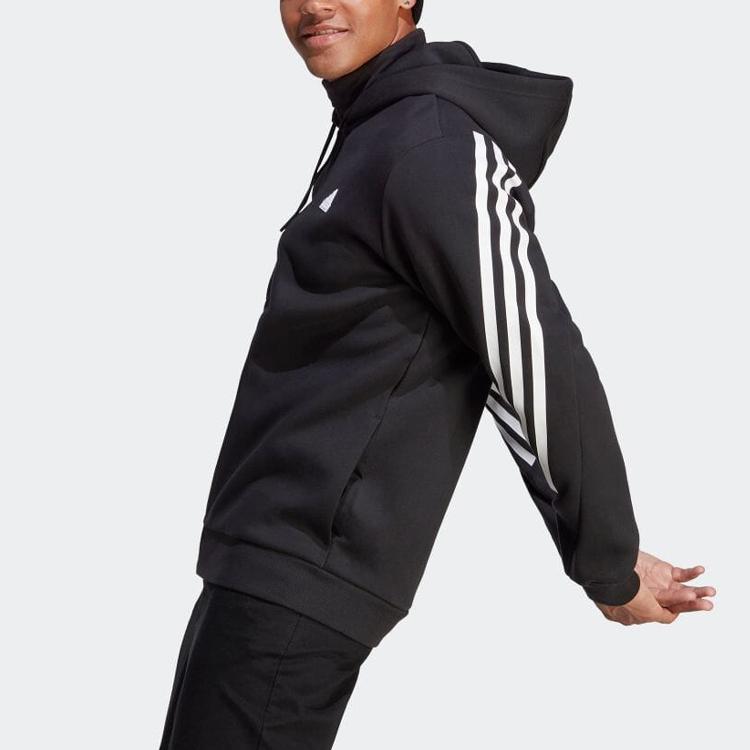 Adidas Three-Stripe Logo Zip-Up Hoodie Men Tops Black IC6712