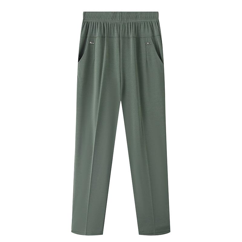 Dames Plus Size Effen Kleur Dunne IJszijde Negenminutenbroek Zomer Bovenkleding Rechte Casual Broek