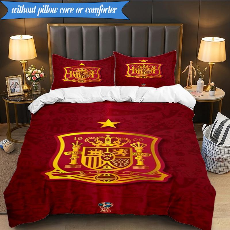 Set Biancheria da Letto 3 Pezzi con Stemma Calcio Spagnolo Gruppo Musicale K-pop, Ideale per Camera da Letto, Dormitorio, Include Copripiumino e 2 Federe, Regali per Fan