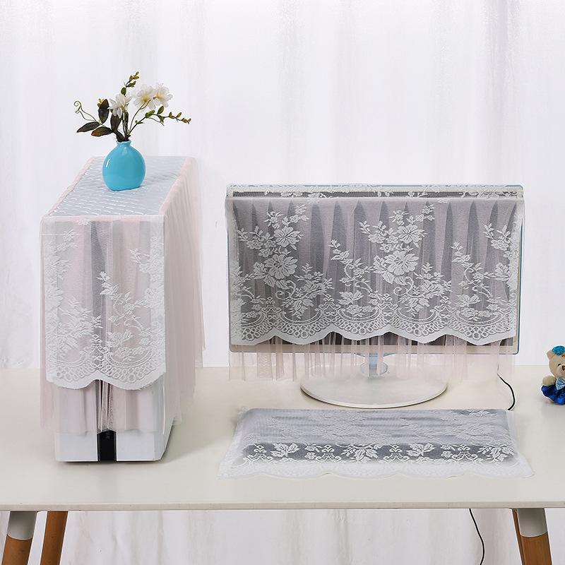 17/24/27inch 3Pcs European Lace Desktop Computer Dust Cover Computer Cover LCD Monitor Protective Cover Keyboard Dustproof