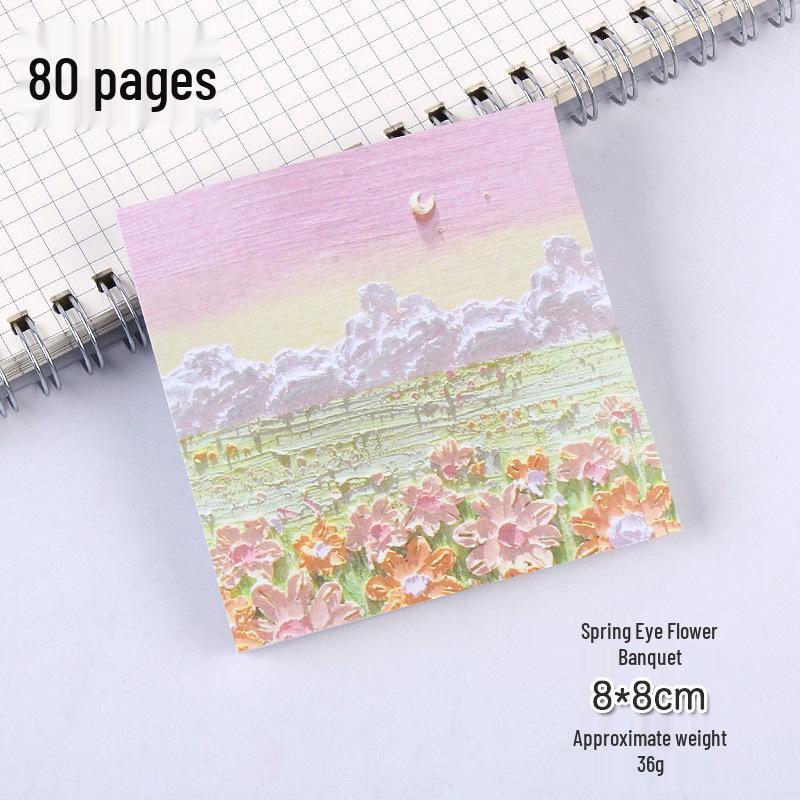 High-Value Ins-Style Oil Painting Sticky Notes, Attachable Message Cards for University/High School, Cute Sticky Notes