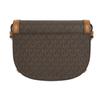 Michael Kors Hally Classic Monogram Print Color Block PVC Saddle Bag Women Shoulder Bag Dark-Brown Acorn-Brown 30H1G2HM6B-BRN-ACORN