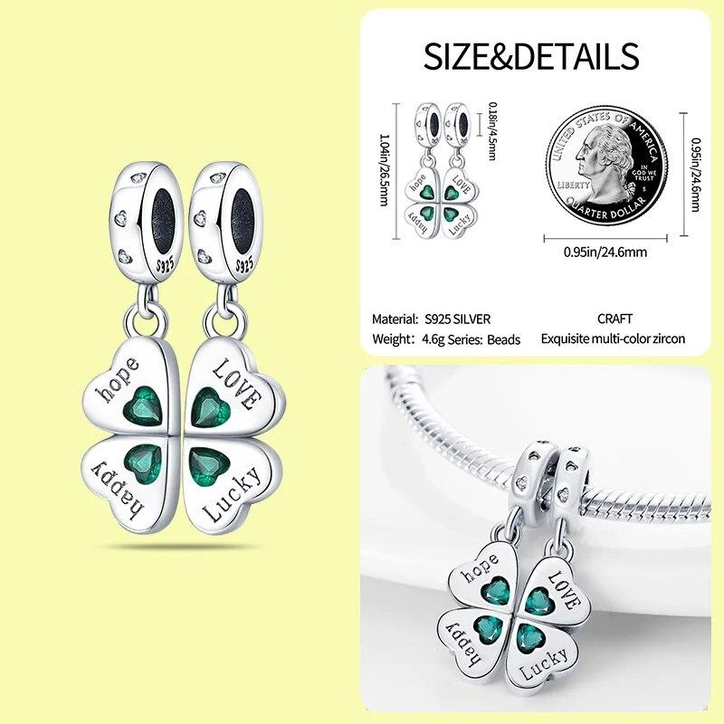 2023 New Style 925 Sterling Silver Four Leaf Clover Ladybug Charm Beads
