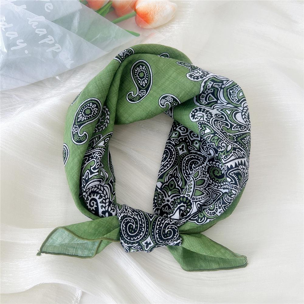 55 Cashew Cotton Linen Versatile Square Scarf - Women's Lightweight Summer/Autumn Accessory